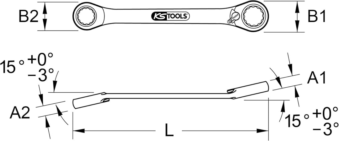 KS Tools 503.4572 GEARplus Doppel-Ratschenringschlüssel umschaltbar 8x10mm, Farbe, 8x10mm