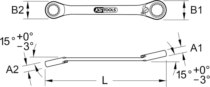 KS Tools 503.4572 GEARplus Doppel-Ratschenringschlüssel umschaltbar 8x10mm, Farbe, 8x10mm