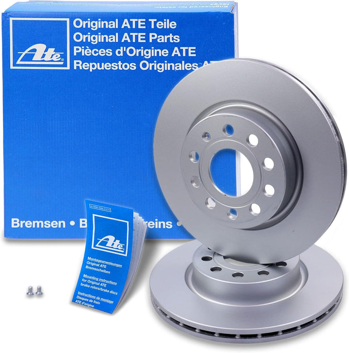 ATE Bremsenset inkl Bremsscheiben Vorne Ø 280 mm Belüftet + Hinten Ø 253 mm Voll und Bremsbeläge Vor
