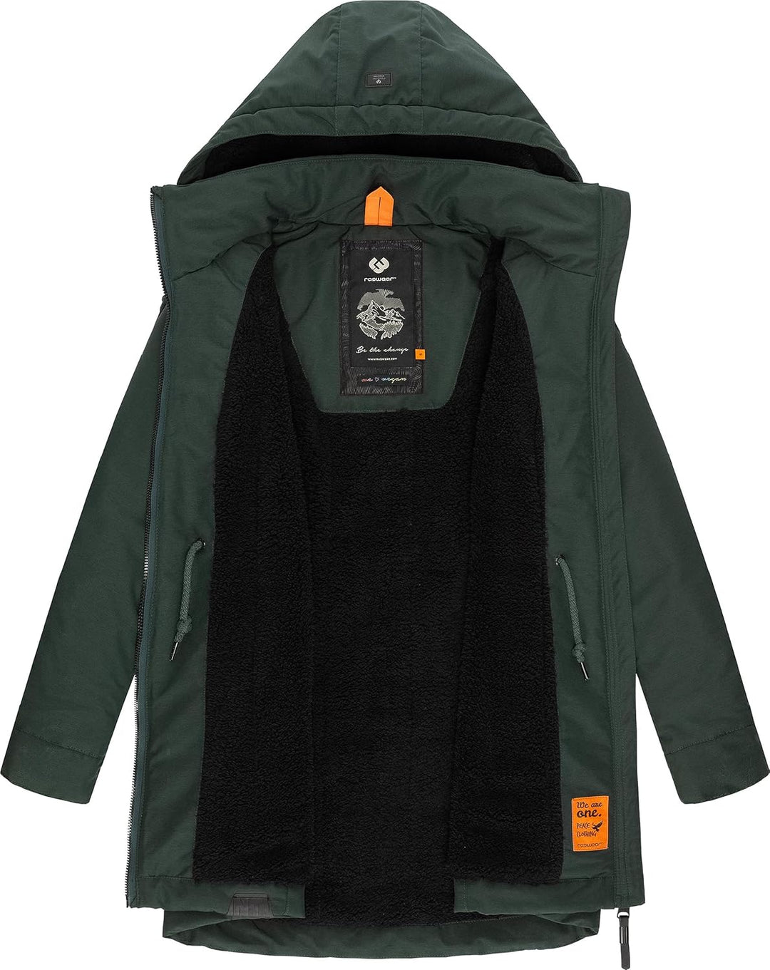 Ragwear Damen Wintermantel Warmer Parka lang wasserdicht mit Abnehmbarer Kapuze Dakkota XS-6XL S Dar