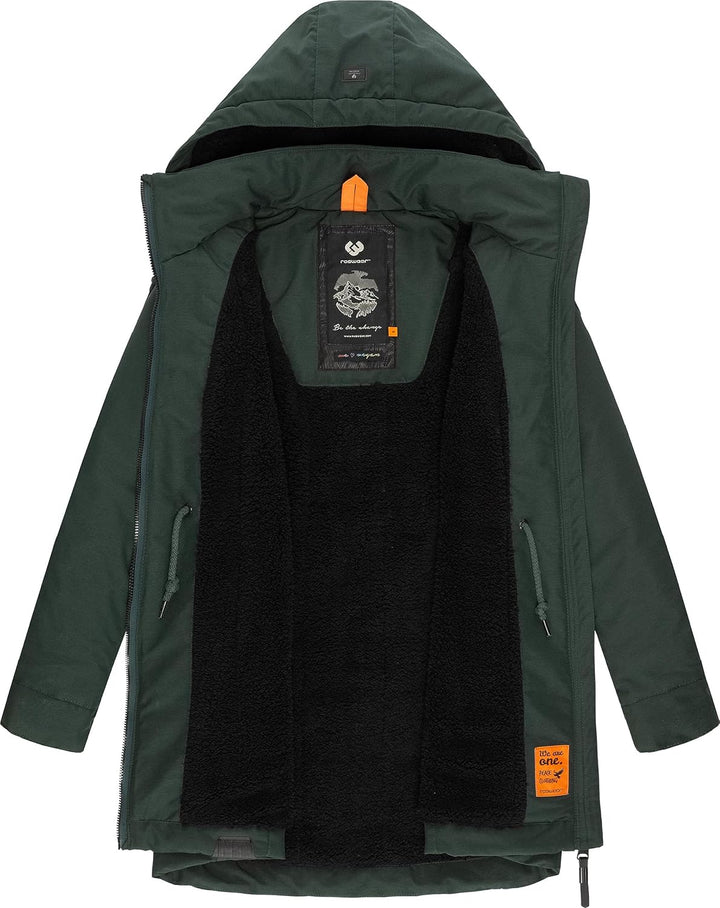 Ragwear Damen Wintermantel Warmer Parka lang wasserdicht mit Abnehmbarer Kapuze Dakkota XS-6XL S Dar