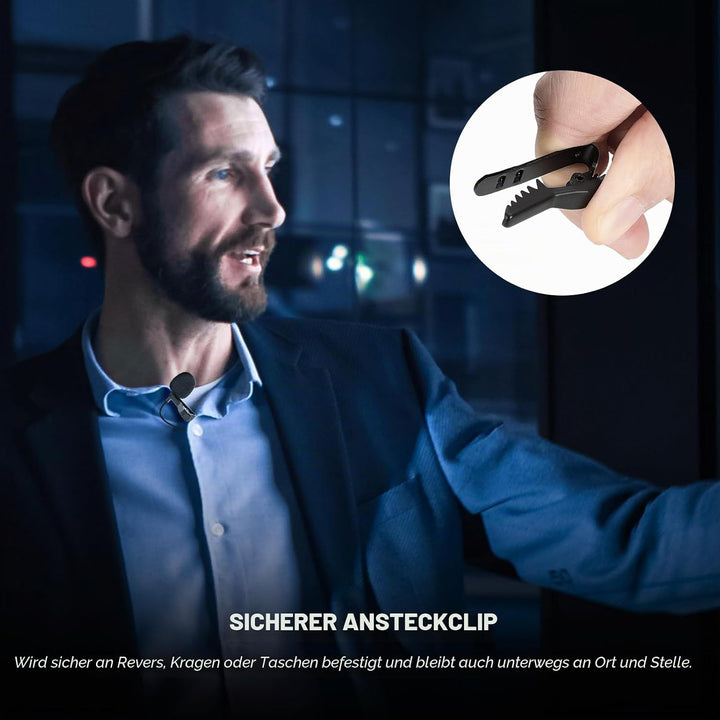 NEEWER 2m Wired Mic, Doppeltes Lavaliermikrofon mit 4m Verlängerungskabel, Mini Ansteckmikrofon, omn