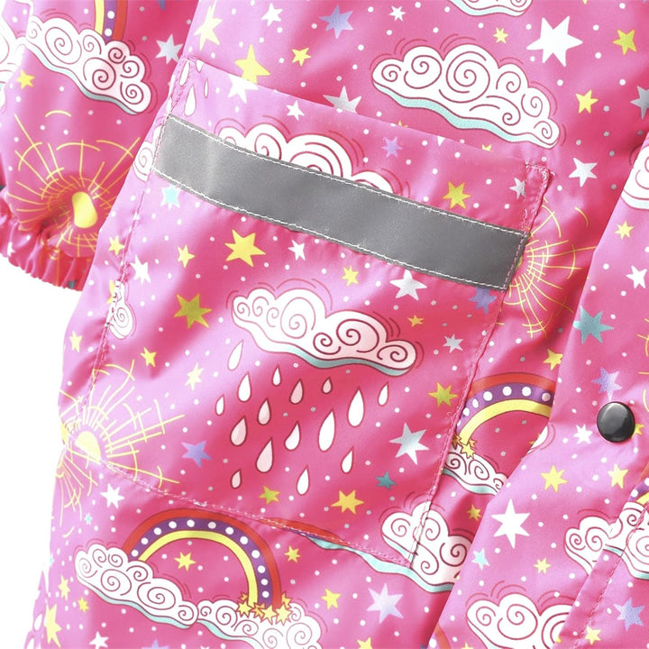 Regen Kinderkleidung Kinder Dinosaurier Regenbogen Bedruckte Regenjacke mit Kapuze Winddichter Regen