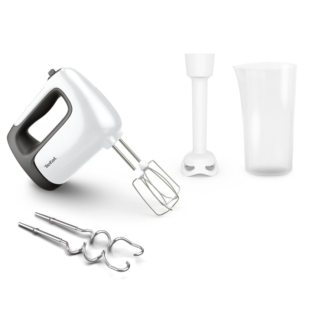 Tefal HT4611 Prep'Mix+ Handmixer | 500 Watt | Schiebeknopf mit 5 Geschwindigkeiten + Turbo | inkl. Z