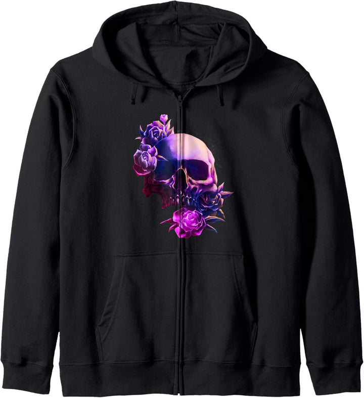 Totenkopf und Rosen Tag der Toten Gothic Kapuzenjacke