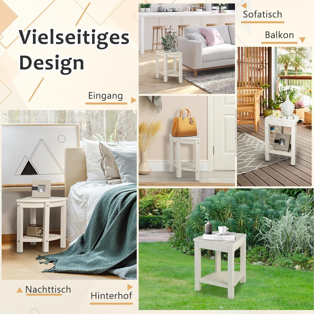 GOPLUS Eck-Badhocker mit Ablage, Duschbank Fächerform, Duschhocker für badzimmer, Balkon, bis 150 kg