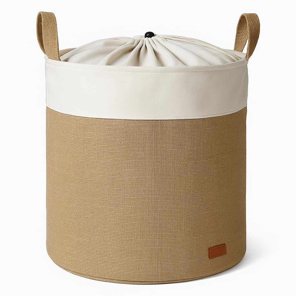 PH SFJ01 Jute Naturbeige Waeschekorb &amp; Spielzeugkorb 37x40 cm aus 100% Jute, faltbar mit Deckel - Au
