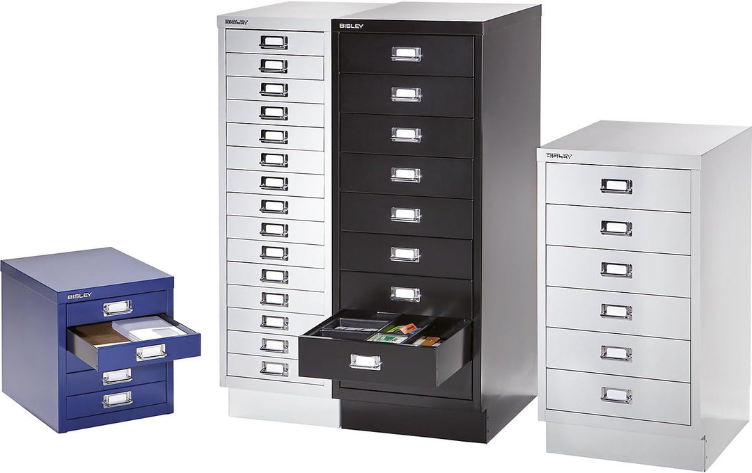BISLEY MultiDrawer, 29er Serie mit Sockel, DIN A3, 6 Schubladen, Metall, 670 Kardinalrot, 43.2 x 34.