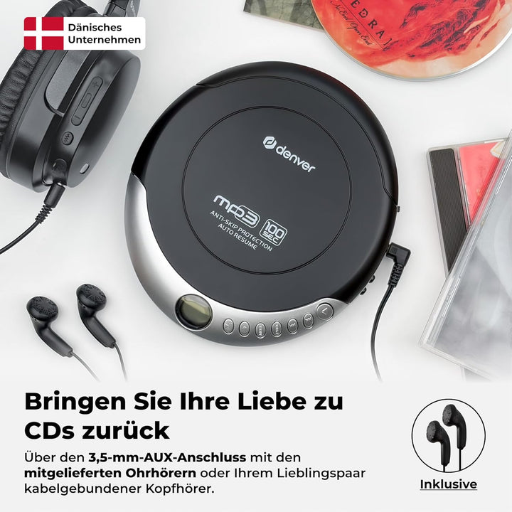 Denver Tragbarer CD-Player DMP-391. Walkman kompatibel mit CDs, CD-R und CD-RW CD-RW. Anti-Schock-Fu