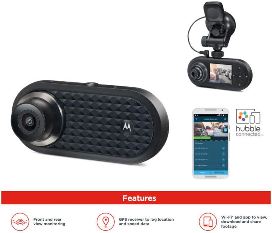 Motorola MDC500GW - Full HD Auflösung, WiFi Dual Dashcam mit GPS und Loop-Aufnahme, Dash Cam mit 150