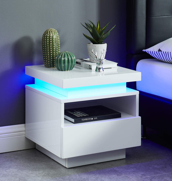 BAÏTA Cosmos LED Nachttisch, lackiert, weiss, 40 cm