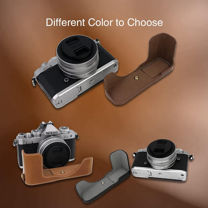 Rieibi Z fc Zfc Kameratasche PU-Leder mit Gurt für Nikon Z fc Zfc 28 mm f/2.8 SE, 16-50 mm f/3.5-6.3