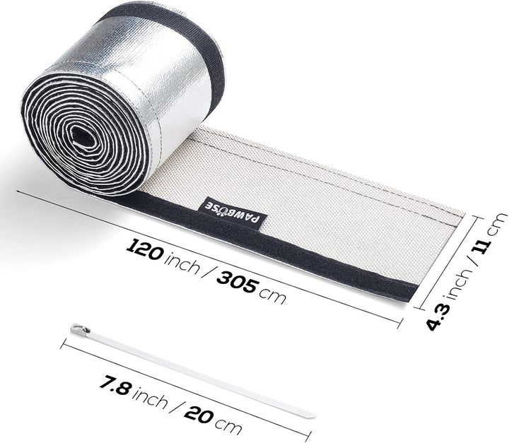 PAWBOSE Aluminisierte Hitzeschutzhülle 300 x 11 cm Hitzeschutz mit 20 Stück 20 cm-Kabelbindern aus E