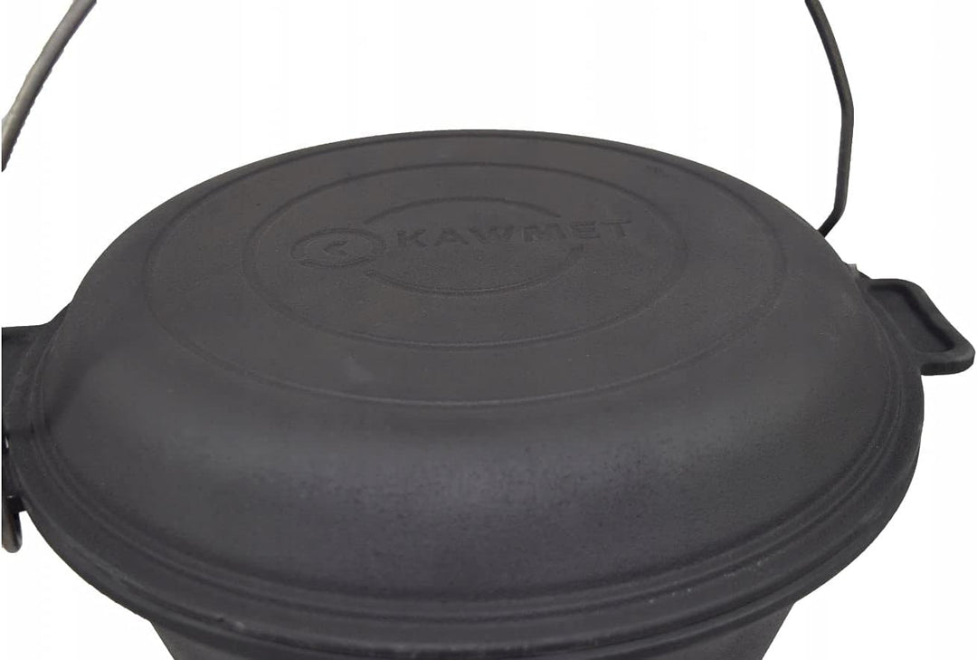 Ungarischer Kessel Gusseisen Dutch Oven Dreibein Deckel Feuertopf mit Pfanne Dreifuss 9 L