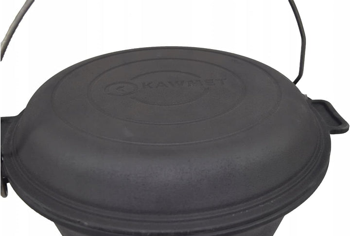 Ungarischer Kessel Gusseisen Dutch Oven Dreibein Deckel Feuertopf mit Pfanne Dreifuss 9 L