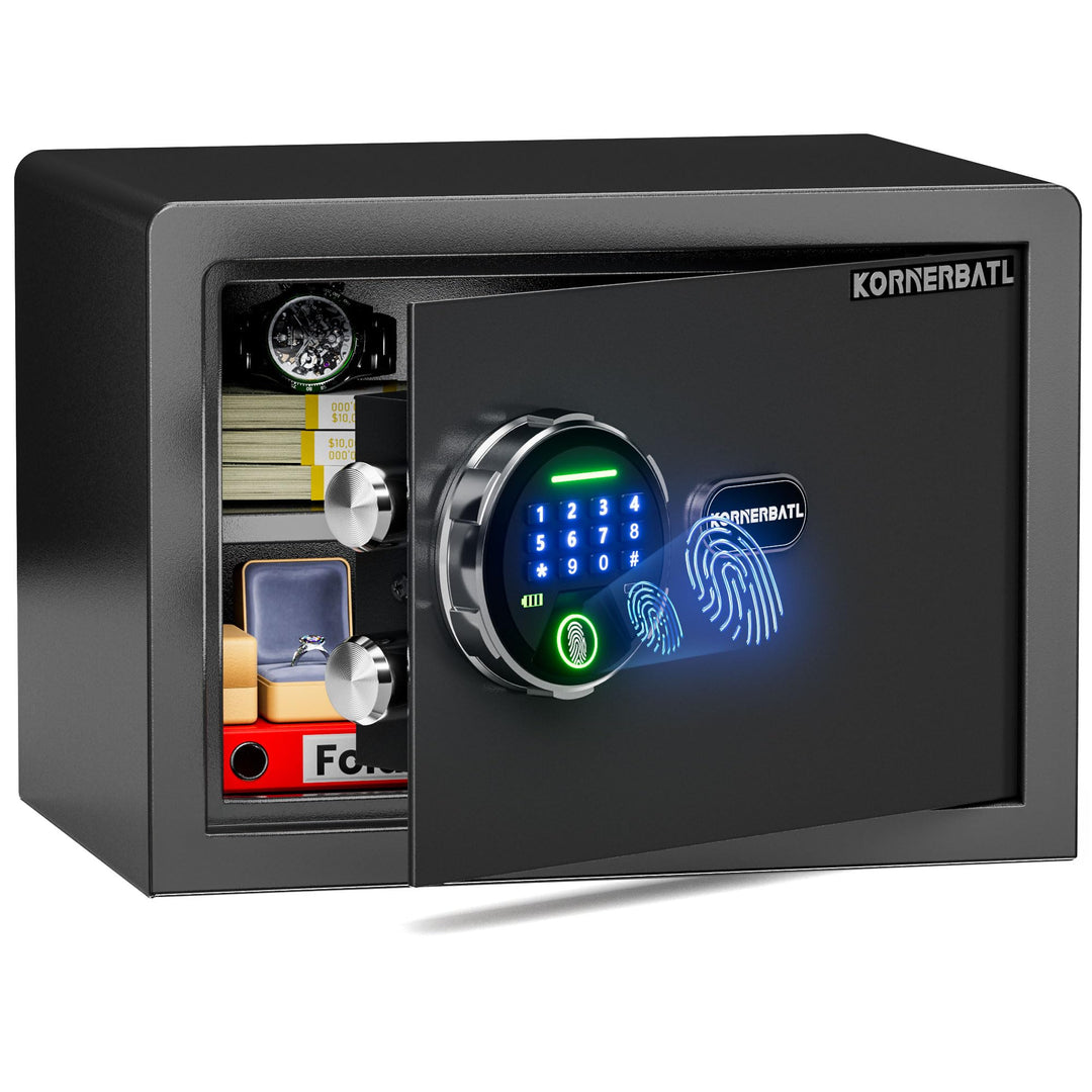 Smarter biometrischer Tresor mit Fingerabdruckschloss, kleiner Safe mit Silent-Modus, beleuchtetem T