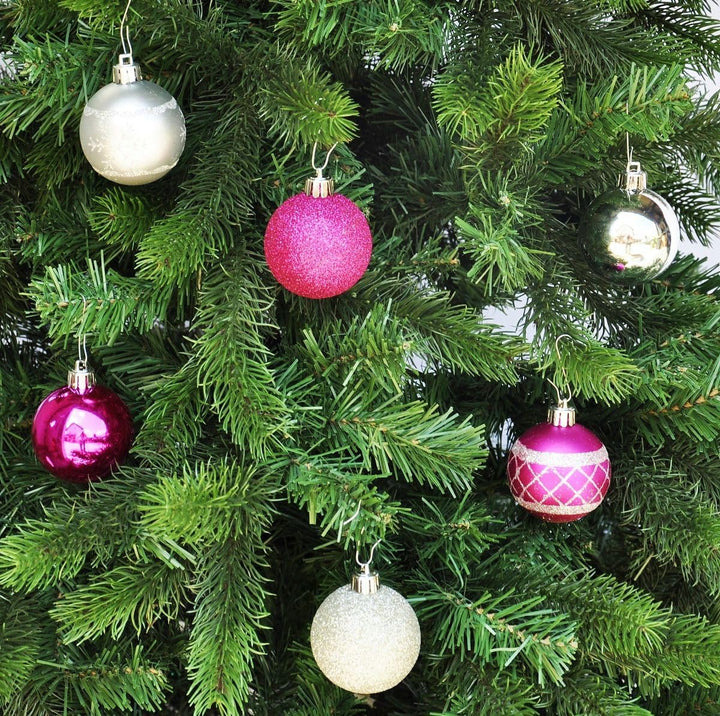 64x Kunststoff Christbaumkugeln Ø 6cm Kugel Box Glanz Glitzer Matt , Weihnachten, Dekor Inge inkl. A