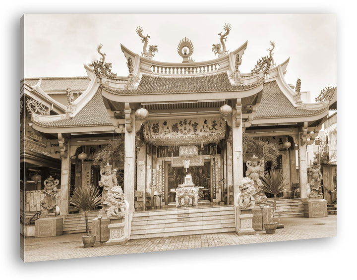 deyoli beeindruckender Tempel in Thailand Format: 80x60 Effekt: Sepia als Leinwandbild, Motiv fertig