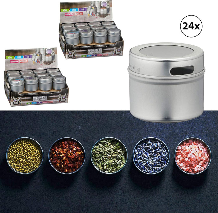 Cepewa Aufbewahrungsdosen magnetisch 4 x 6er Set Gewürzdosen Gewürzbehälter Mehrzweckdose Dosen (4 x