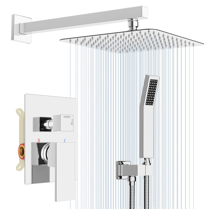 Rainsworth 10 Zoll Regendusche Duschsystem Unterputz, Unterputz Duscharmatur Set mit Regendusche 25x
