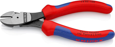 Knipex Kraft-Seitenschneider schwarz atramentiert, mit Mehrkomponenten-Hüllen 160 mm 74 02 160 atram