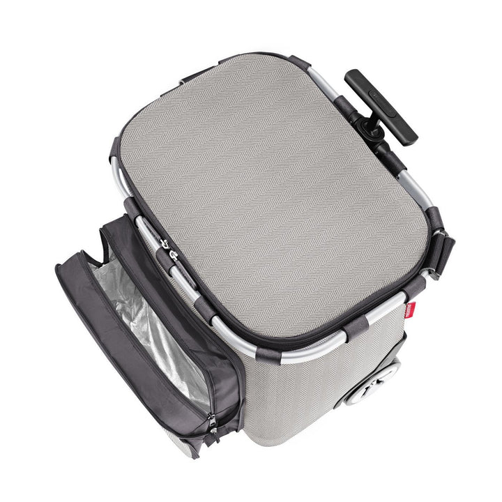 reisenthel carrycruiser Plus in Herringbone Grey – Tragbarer Einkaufstrolley mit Kühlfach, Schulterg