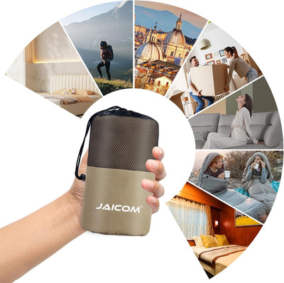 JAICOM Hüttenschlafsack, Ultraleichter Seideschlafsack für Reise, 2in1 Hüttenschlafsack, Bequemer un