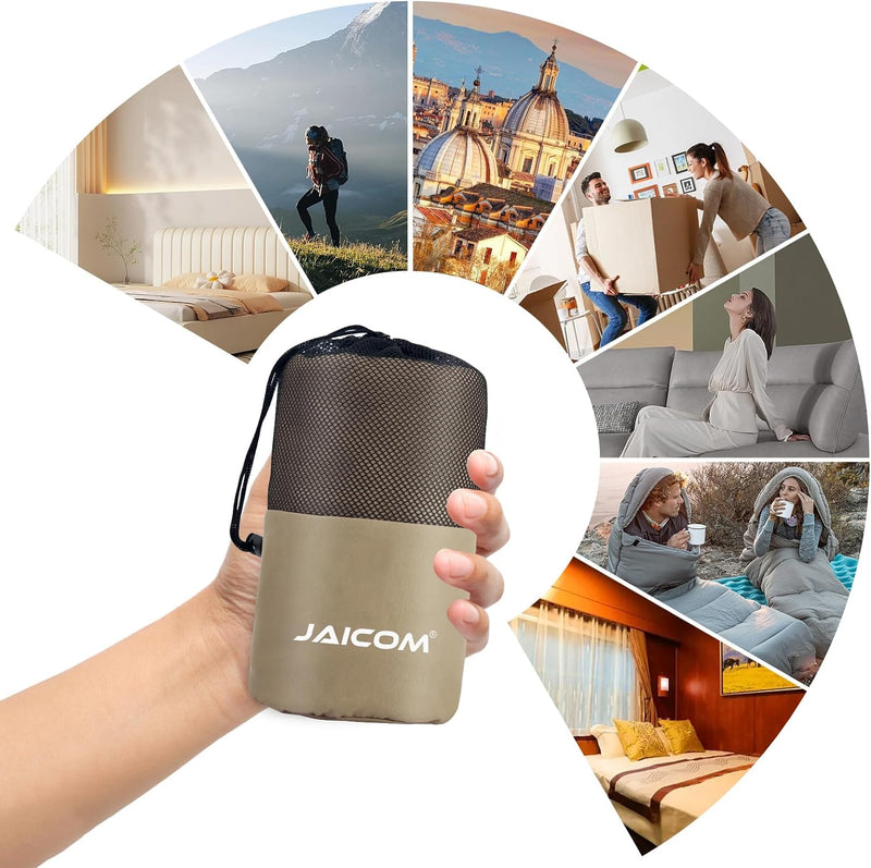 JAICOM Hüttenschlafsack, Ultraleichter Seideschlafsack für Reise, 2in1 Hüttenschlafsack, Bequemer un