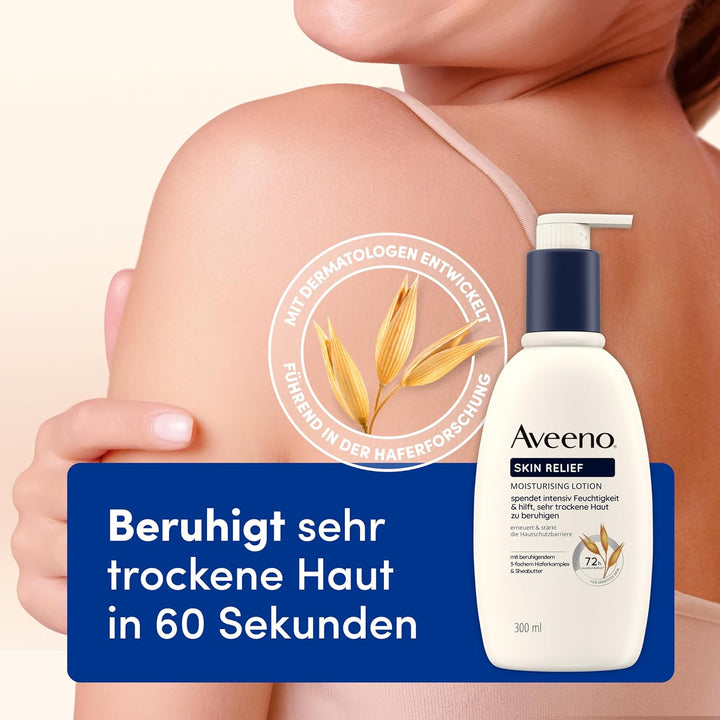 Aveeno Skin Relief Bodylotion – parfümfrei, spendet 72h Feuchtigkeit, beruhigt sehr trockene Haut, s