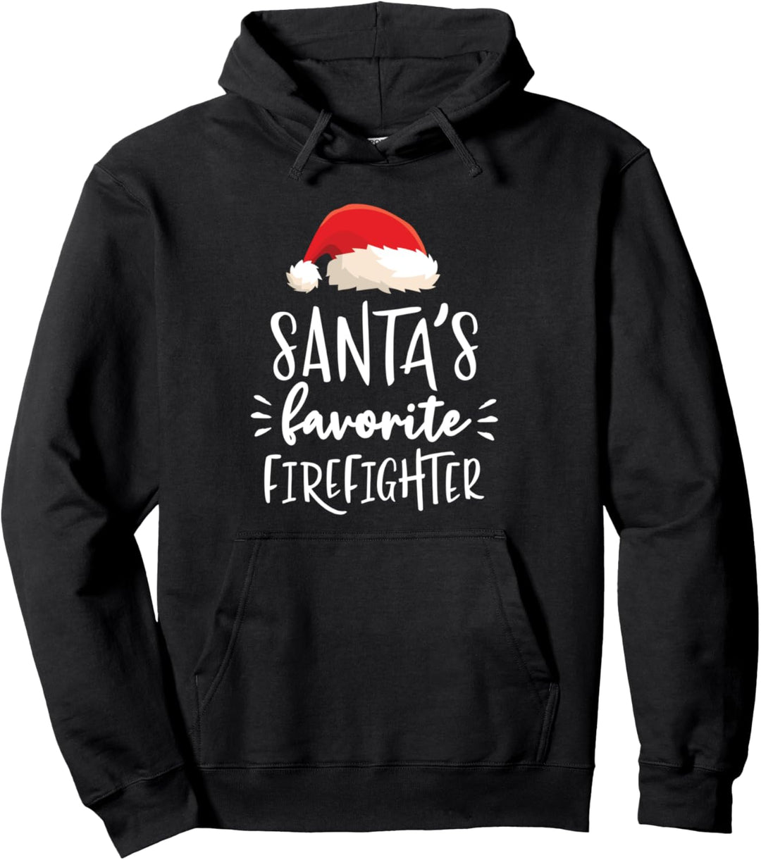 Christmas Santa's Favorite Firefighter Fire Rescue Gift Pullover Hoodie