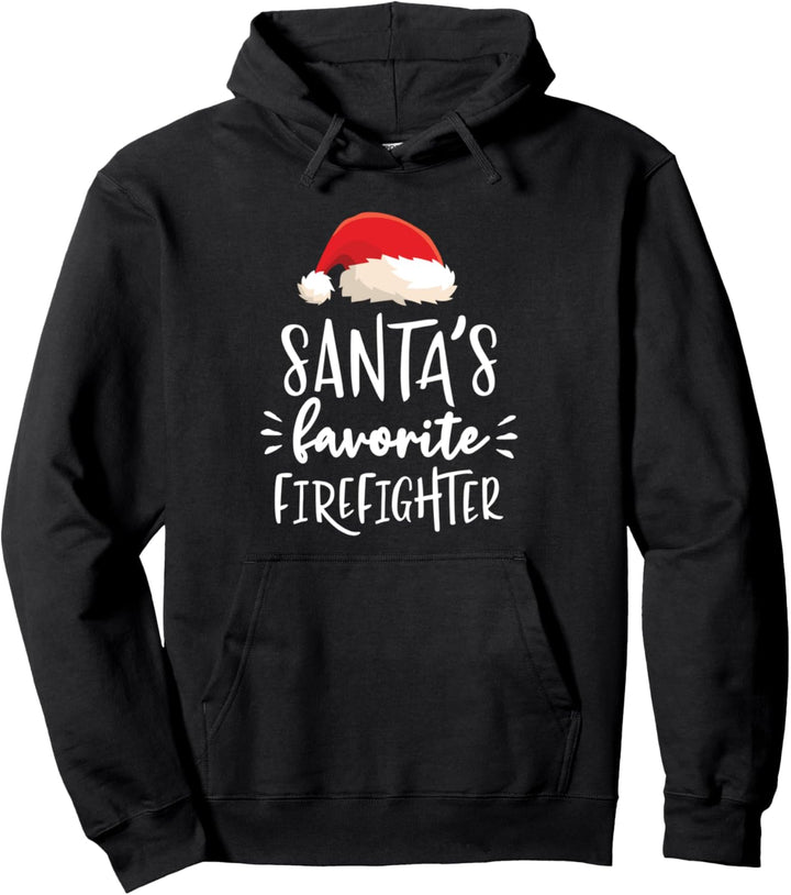 Christmas Santa's Favorite Firefighter Fire Rescue Gift Pullover Hoodie