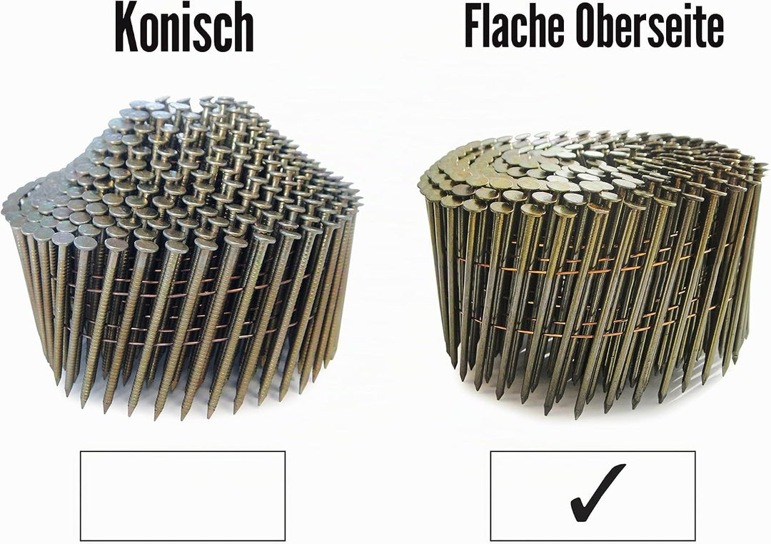 Tacwise 0964 Extra Verzinkte, Flache Coilnägel, Typ 2,8 / 64 mm, Diamantspitze, Ringschaft, 16° Gene