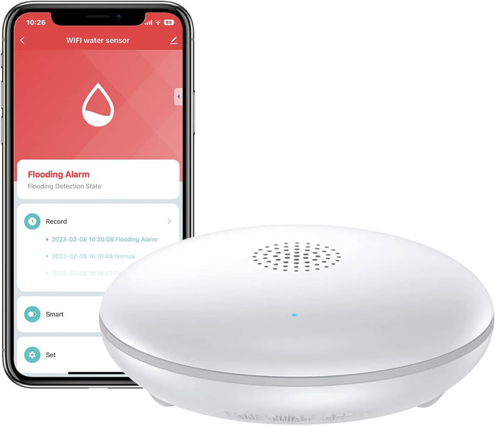 HEIMAN Wi-Fi Wasseralarm,WLAN Wassermelder mit Batterie,Smart Wassersensor,75 dB WiFi-2.4Ghz für Küc