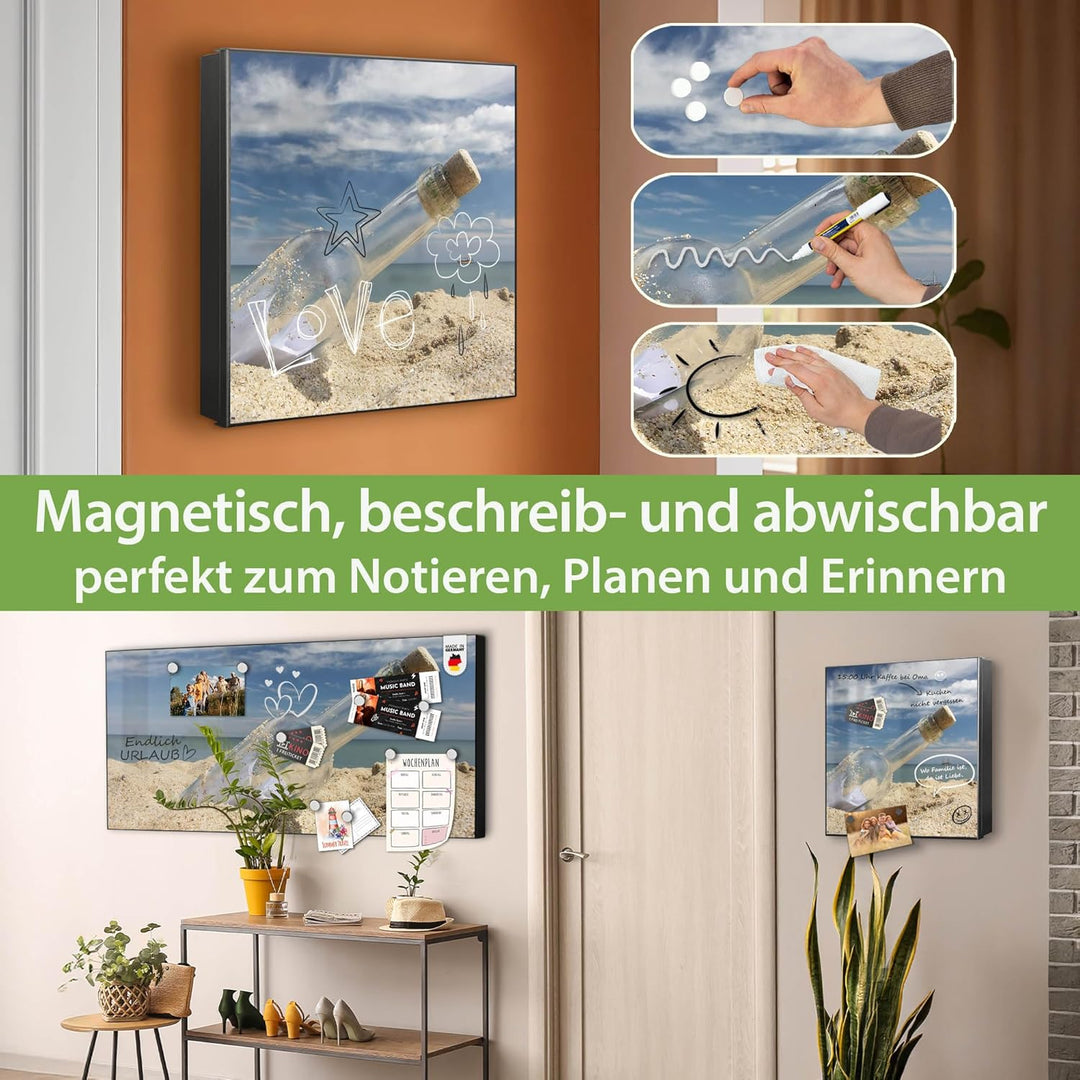 banjado Grosser Schlüsselkasten Glas - Schlüsselbox 30x30cm mit 50 Haken - Schlüsselkasten modern fü