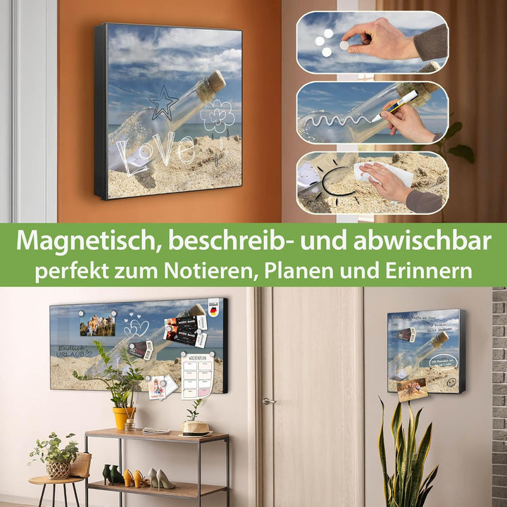 banjado Grosser Schlüsselkasten Glas - Schlüsselbox 30x30cm mit 50 Haken - Schlüsselkasten modern fü