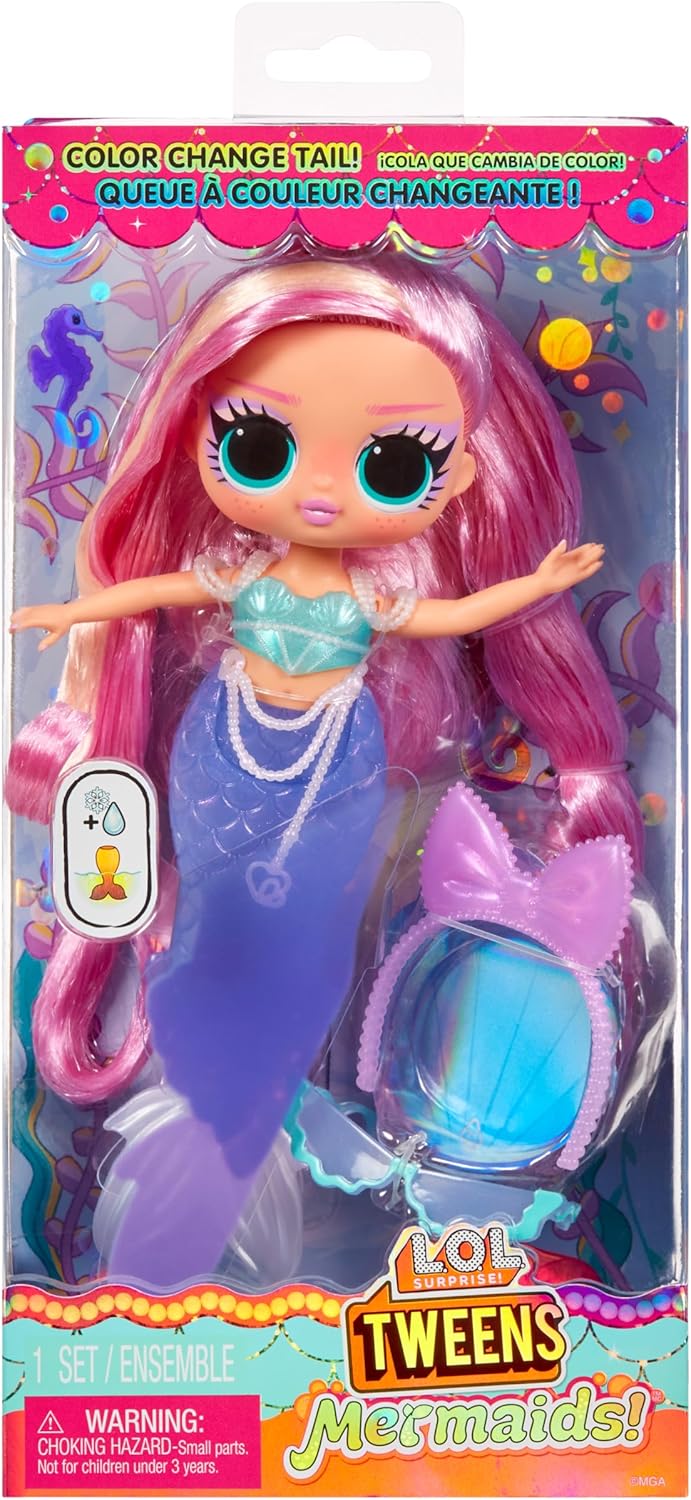 L.O.L. Surprise! Tweens - Mermaid Lola Waves - Modepuppe mit Farbwechselndem Schwanz, Beweglicher Fl