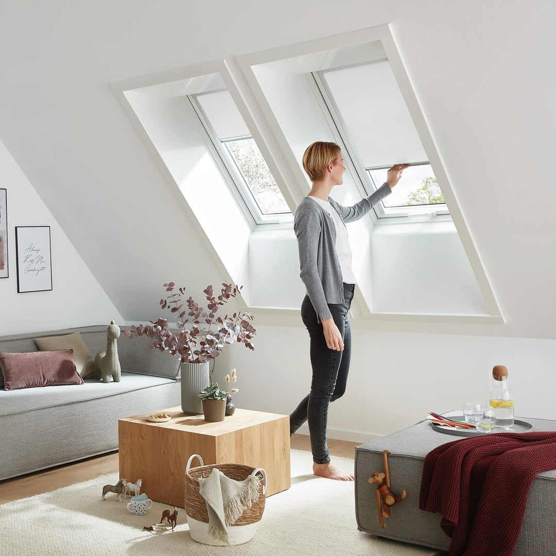 Original Roto Rollo Exclusiv ZRE für Roto Dachfenster - Führungsschiene Silber - Manuelle Bedienung