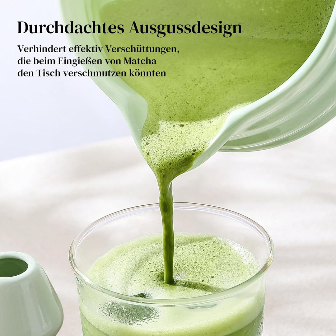 DOWAN Matcha Set, 7 Stück Matcha Tee Set, Matcha Zubehör Grün, Matcha Besen Set Keramik, Matcha Scha