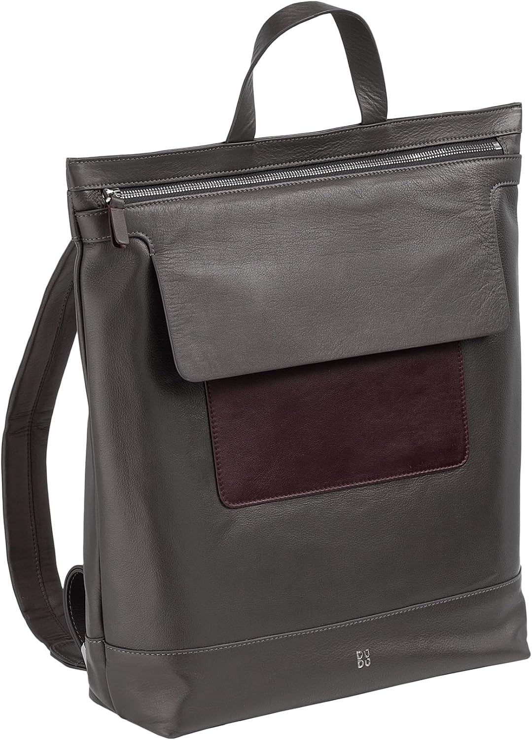 DUDU Herrenrucksack, weicher lässiger Damenrucksack aus echtem Leder mit Reissverschluss Grosser bun