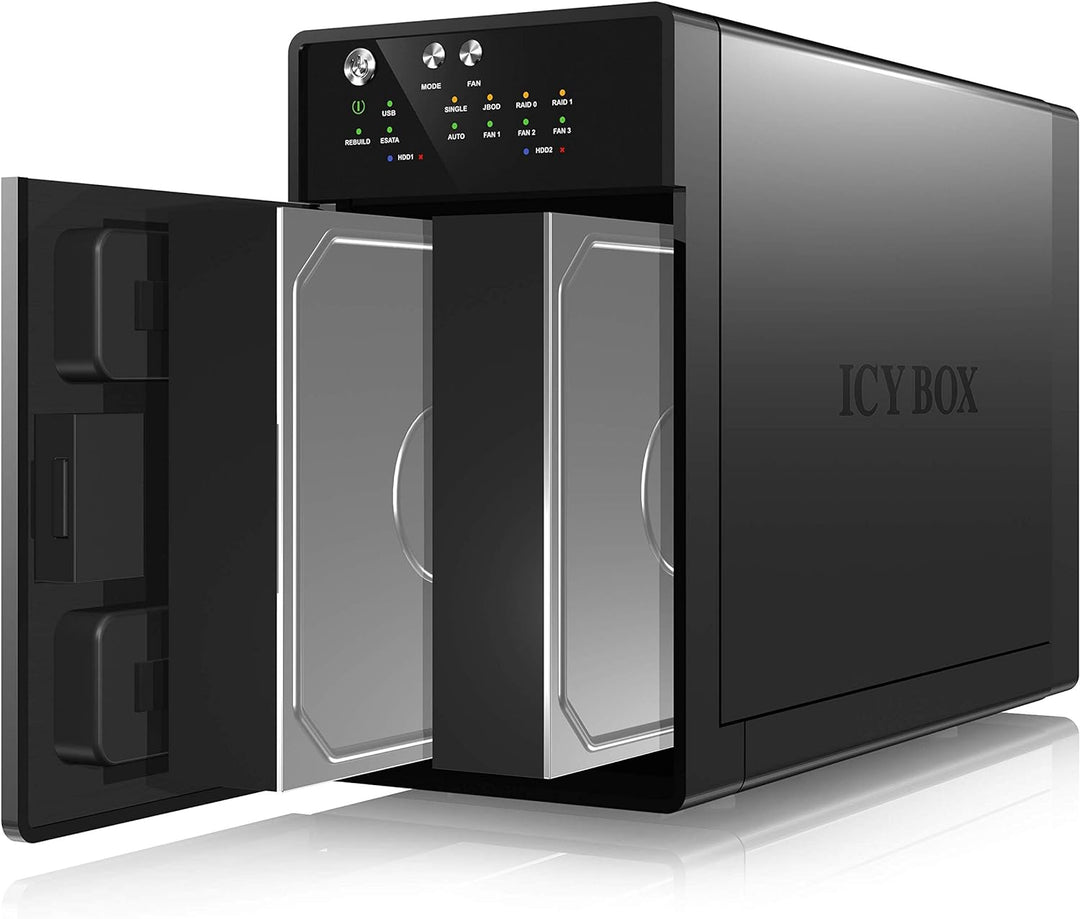 ICY BOX IB-RD3620SU3 Externes 2-fach Gehäuse (Raid 0/1, Single, JBOD) für 2x 3, 5 Zoll SATA i, II, I