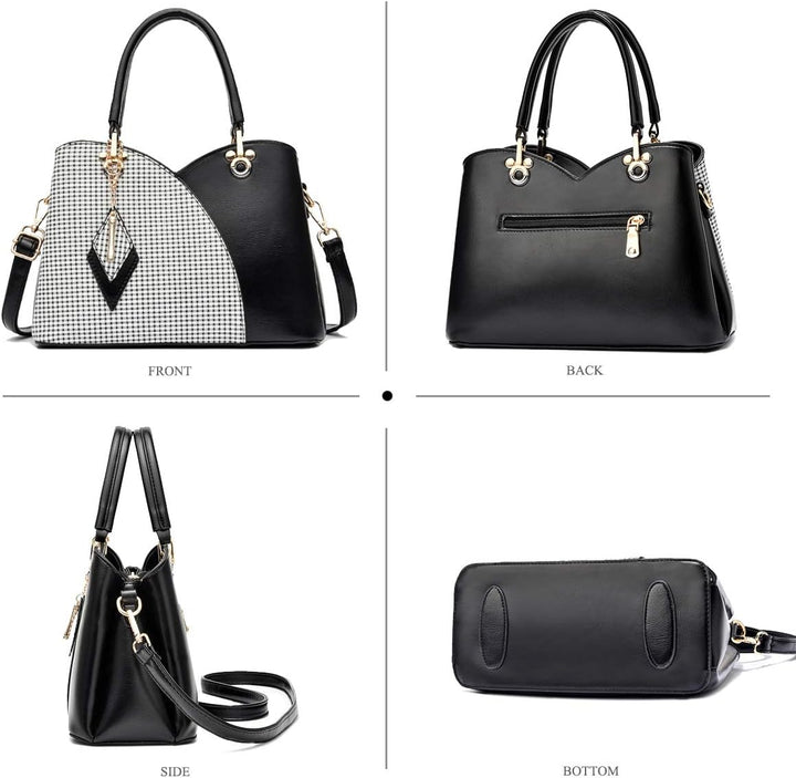 NICOLE & DORIS Elegante Damen Handtasche mit Mehreren Taschen Schultertaschen aus PU-Leder Henkeltas
