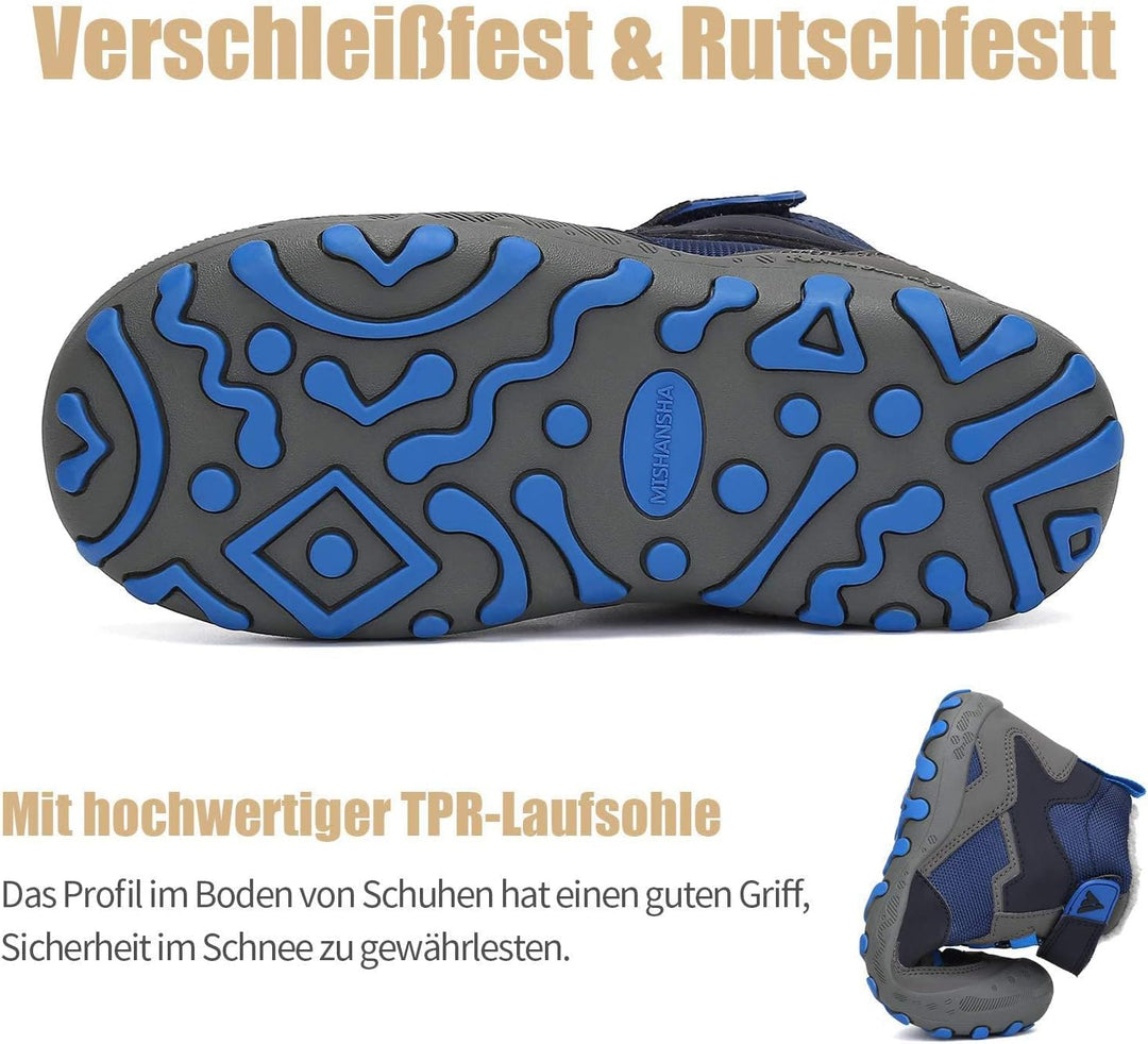 Mishansha Kinder Winterschuhe Gefüttert Winterstiefel für Jungen Mädchen Gr.24-38 27 EU Dunkelblau,