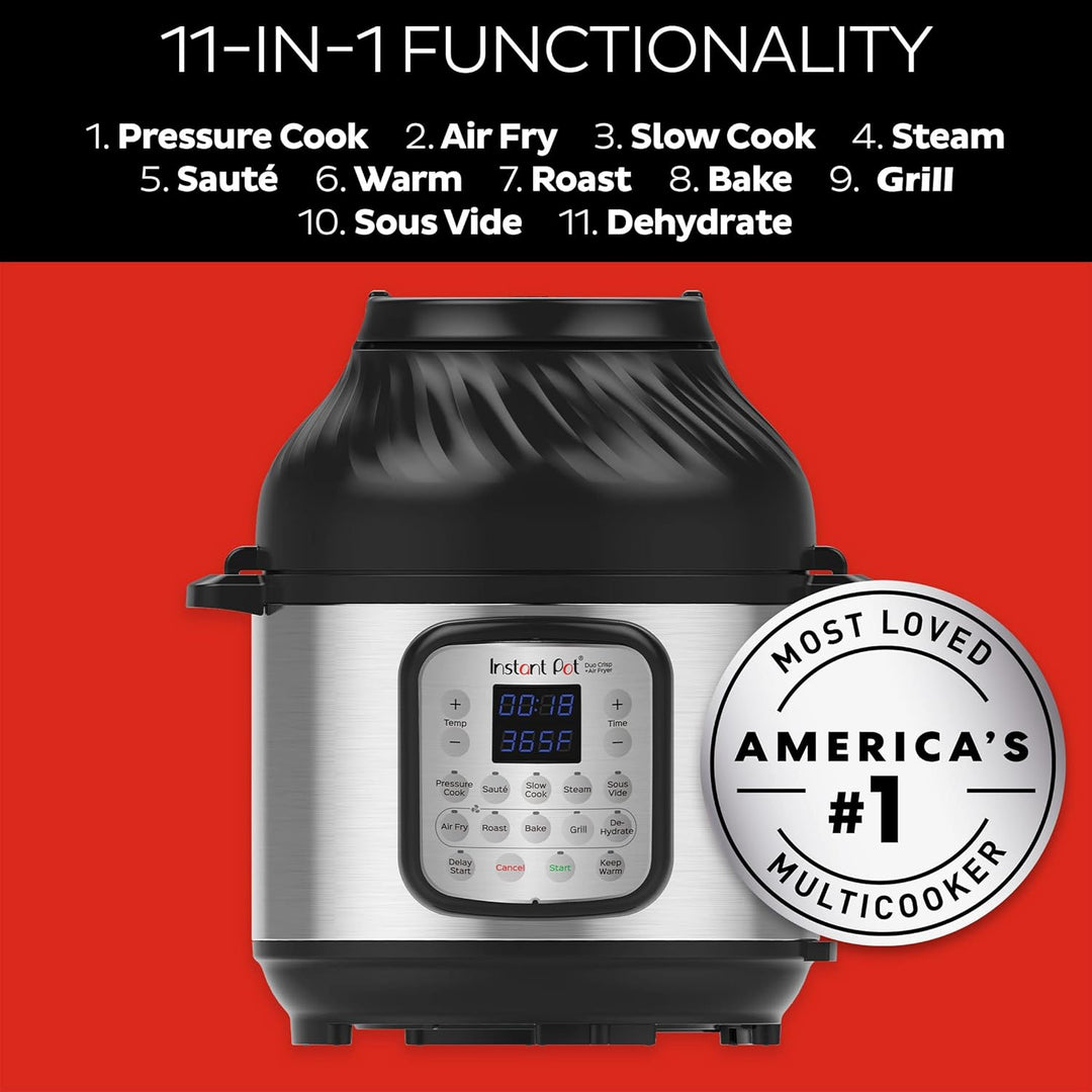 Instant Pot Duo Crisp + Heissluftfritteuse 11-in-1 Elektro-Multikocher 7,6 L - Schnellkochtopf, Luft