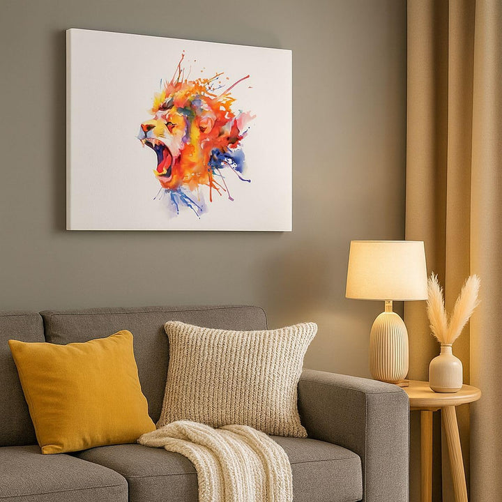 Bilder auf Leinwand Löwe modern Malerei Tier Leinwandbild 70x50cm Wandbilder Dekoration Wohnzimmer S