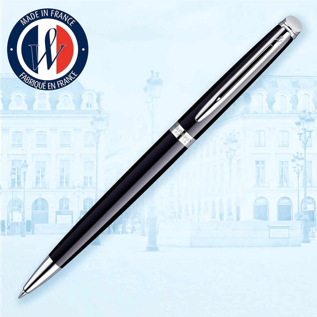 Waterman Hémisphère Kugelschreiber | Hochglänzend Schwarz mit Chromzierteile | Mittlere Spitze | Bla