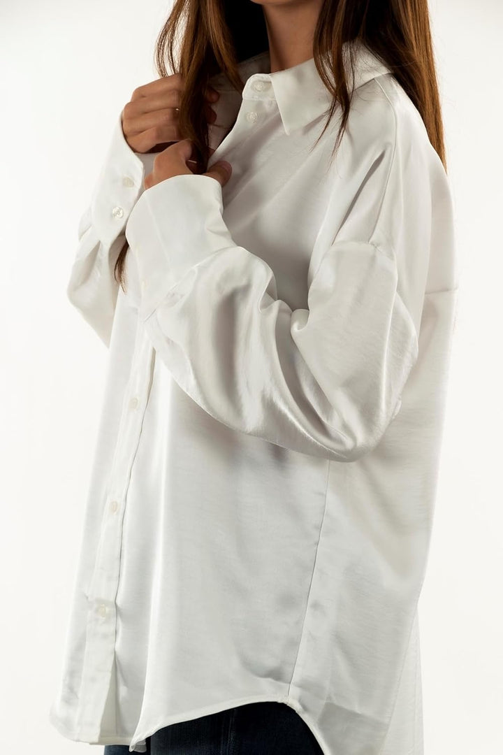 JJXX Damen Onlmarta Ls Oversize Satin Shirt Wvn L Cloud Dancer, L Cloud Dancer