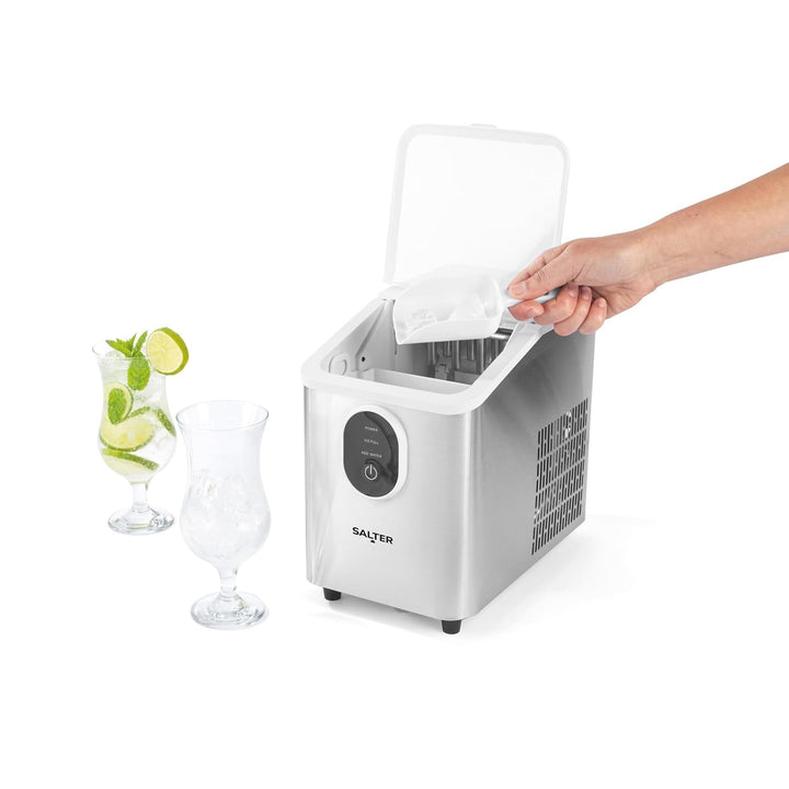 Salter Elektrischer Eiswürfelbereiter – Tisch-Eiswürfelmaschine, 8 Würfel in 8,5 Minuten, Eiskalte G