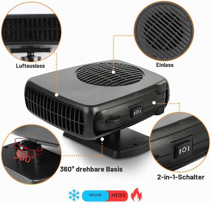 Leaflai Autoheizung 150 W – 12 V tragbare Autoheizung, Anti-Beschlag-Auto-Defroster, der an den Ziga