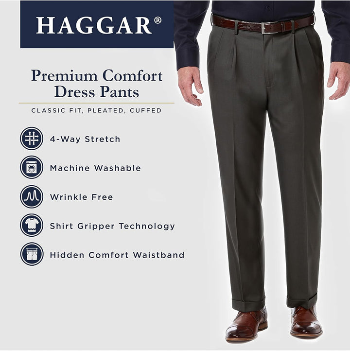 Haggar Herren Anzughose Premium Comfort Dress Pant Reg. und Grosse und Grosse Grössen 32W / 32L Schw