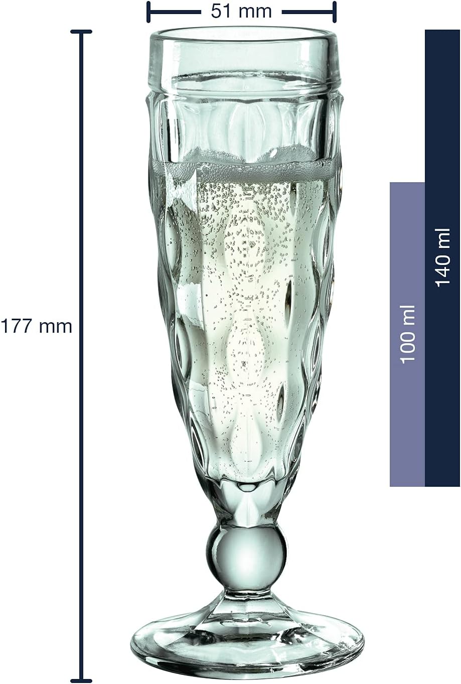 Leonardo Brindisi Sekt-Gläser 6er Set, spülmaschinenfeste Prosecco-Kelche, Champagner-Glas mit Facet